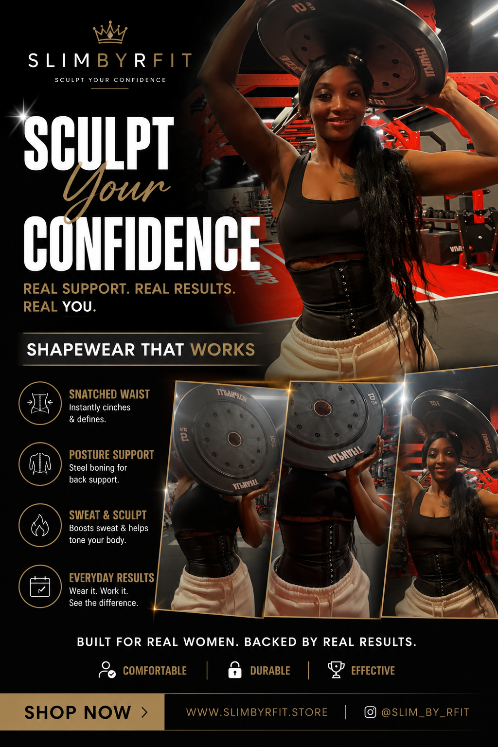 Confident woman wearing SlimbyRfit waist trainer — how waist training transforms your fitness mindset Australia